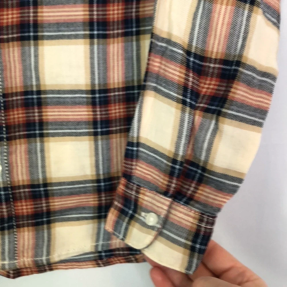 H&M Boys Plaid Shirt Long Sleeve Button / Olive Green Pullover Pants Size 7